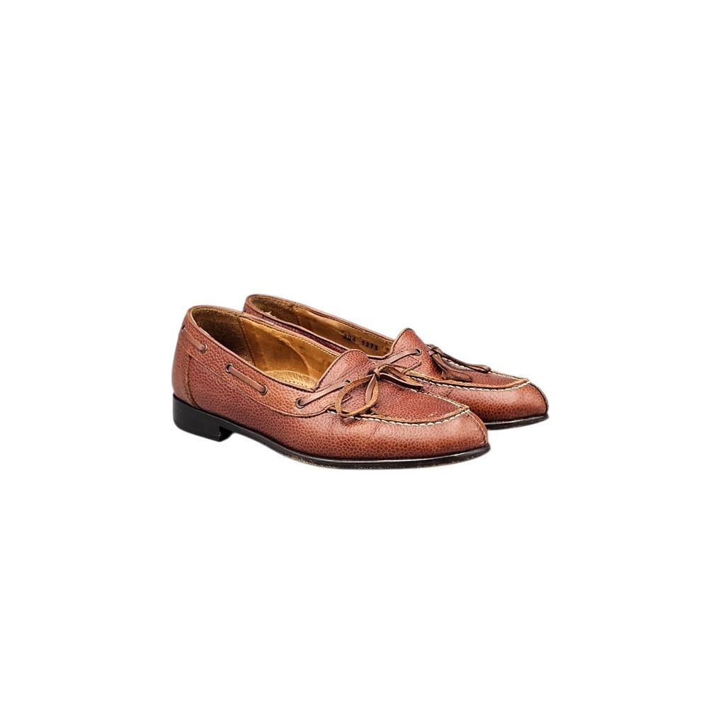 Zelli Men's Size 7.5 EUC Brown Pebbled Leather Italian Loafers Boat Dress Shoes